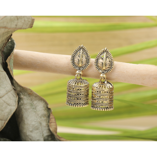 Afgani German Silver Oxidized Mini Jhumki Earrings for Women (DESIGN 1110)