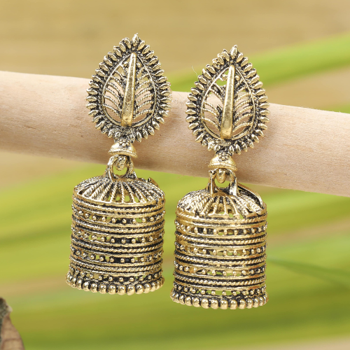 Afgani German Silver Oxidized Mini Jhumki Earrings for Women (DESIGN 1110)
