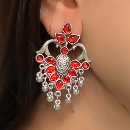 Afgani German Silver Oxidized Jhumki Earrings for Women (DESIGN 84)