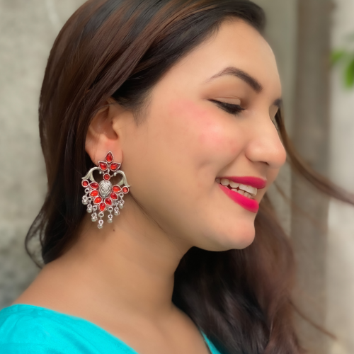 Afgani German Silver Oxidized Jhumki Earrings for Women (DESIGN 84)