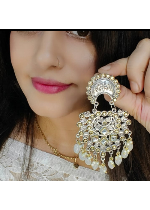 Afgani German Silver Oxidized Jhumki Earrings for Women (DESIGN 851)