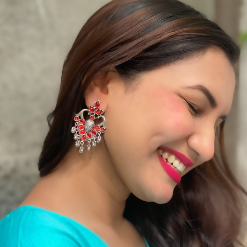 Afgani German Silver Oxidized Jhumki Earrings for Women (DESIGN 84)