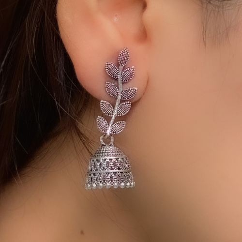 Afgani German Silver Oxidized Jhumki Earrings for Women (DESIGN 86)