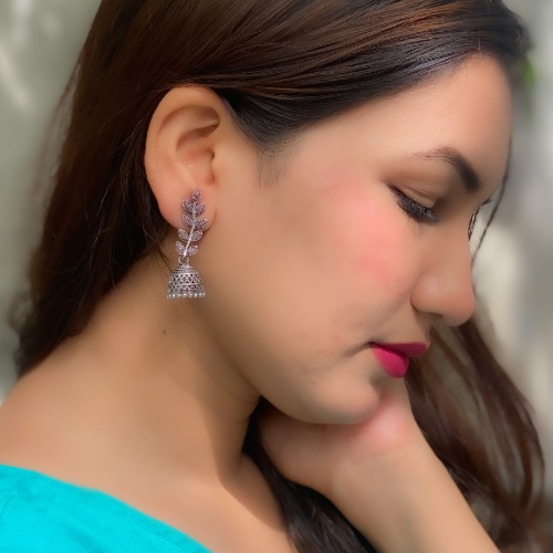 Afgani German Silver Oxidized Jhumki Earrings for Women (DESIGN 86)
