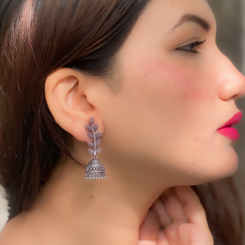 Afgani German Silver Oxidized Jhumki Earrings for Women (DESIGN 86)