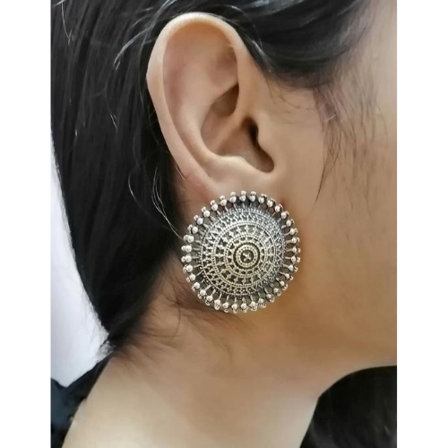 Afgani German Silver Oxidized Jhumki Earrings for Women (DESIGN 52)