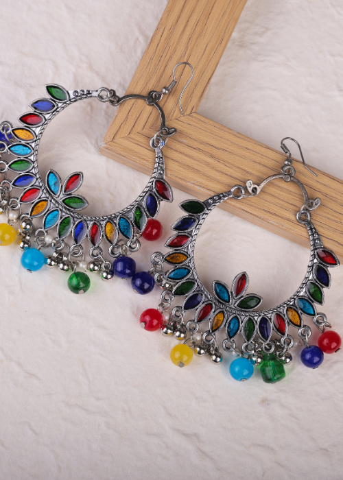 Afgani German Silver Oxidized Jhumki Earrings for Women (DESIGN 787)
