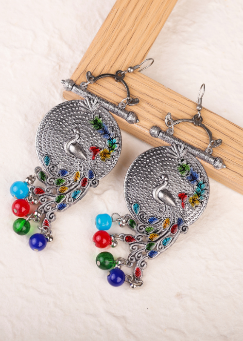 Afgani German Silver Oxidized Jhumki Earrings for Women (DESIGN 788)