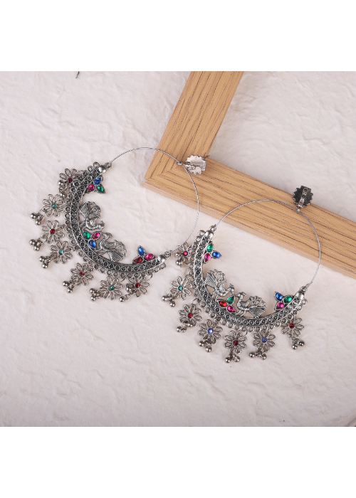 Afgani German Silver Oxidized Jhumki Earrings for Women (DESIGN 789)