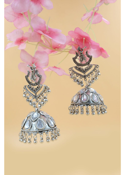 Afgani German Silver Oxidized Jhumki Earrings for Women (DESIGN 793)