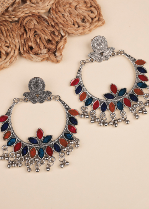 Afgani German Silver Oxidized Jhumki Earrings for Women (DESIGN 794)