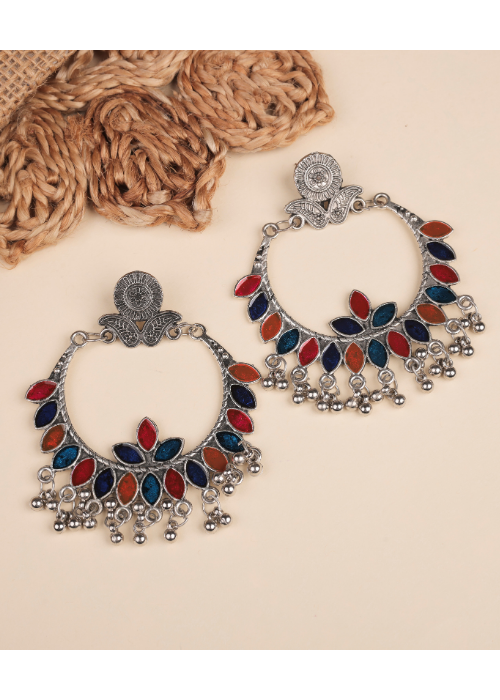 Afgani German Silver Oxidized Jhumki Earrings for Women (DESIGN 794)