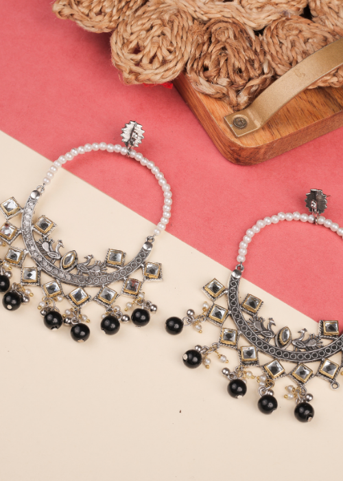 Afgani German Silver Oxidized Jhumki Earrings for Women (DESIGN 796)