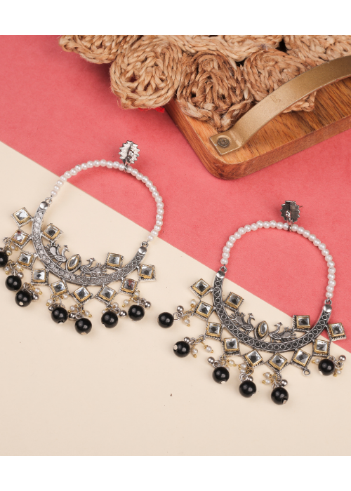 Afgani German Silver Oxidized Jhumki Earrings for Women (DESIGN 796)