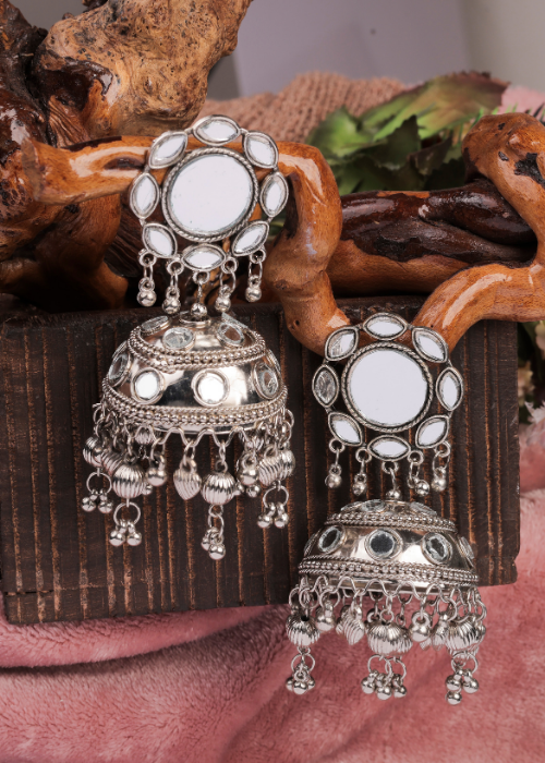 Afgani German Silver Oxidized Jhumki Earrings for Women (DESIGN 797)