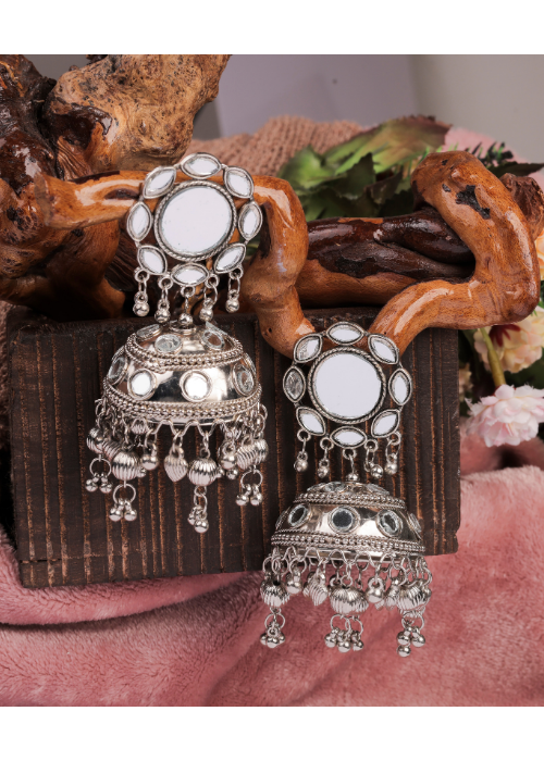 Afgani German Silver Oxidized Jhumki Earrings for Women (DESIGN 797)