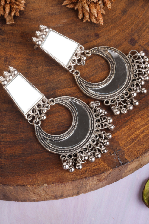 Afgani German Silver Oxidized Jhumki Earrings for Women (DESIGN 805)