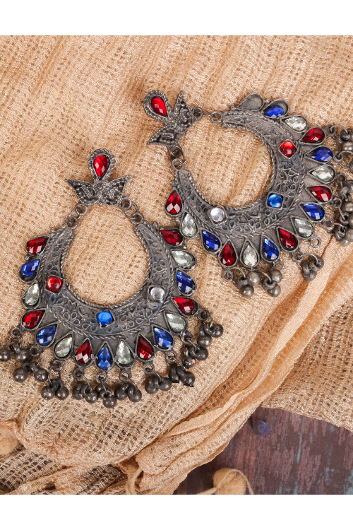 Afgani German Silver Oxidized Jhumki Earrings for Women (DESIGN 810)