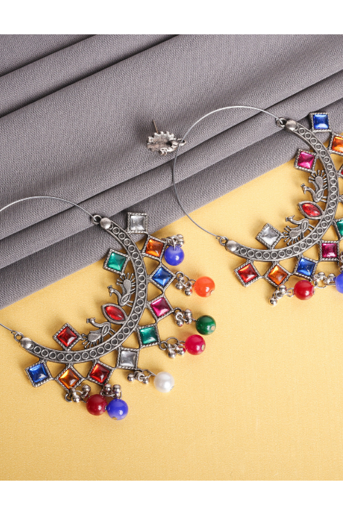 Afgani German Silver Oxidized Jhumki Earrings for Women (DESIGN 812)
