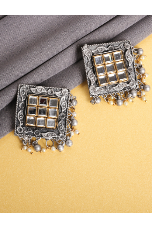 Afgani German Silver Oxidized Jhumki Earrings for Women (DESIGN 818)