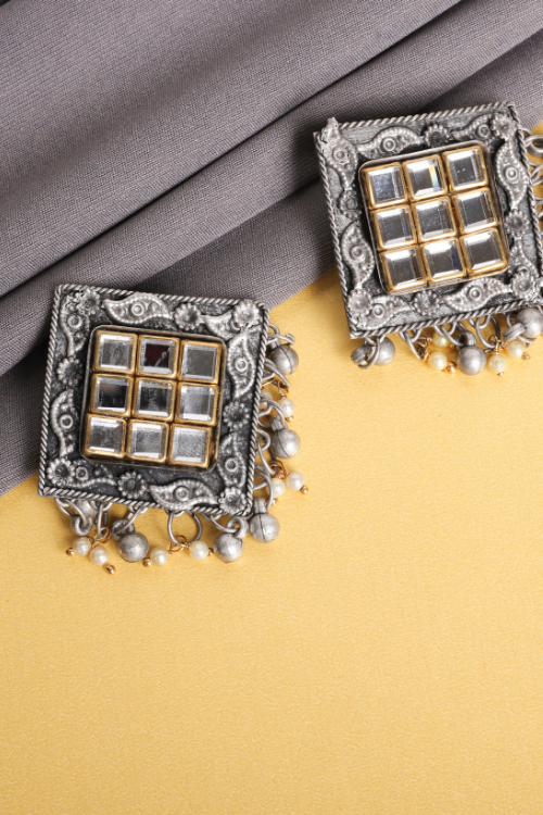 Afgani German Silver Oxidized Jhumki Earrings for Women (DESIGN 818)
