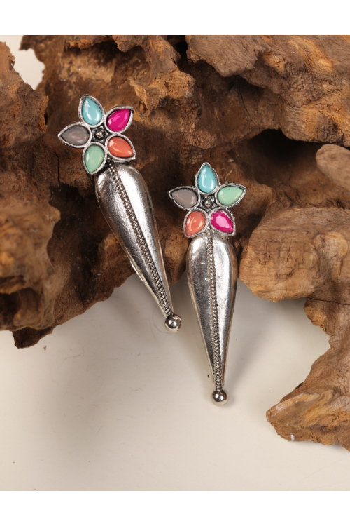 Afgani German Silver Oxidized Jhumki Earrings for Women (DESIGN 819)