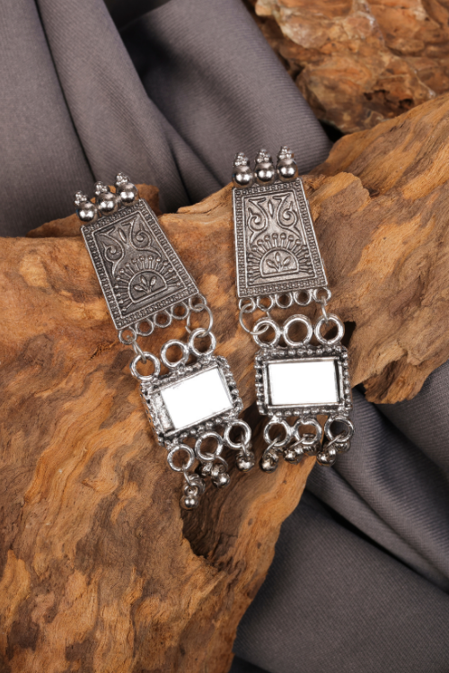 Afgani German Silver Oxidized Jhumki Earrings for Women (DESIGN 822)