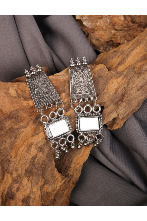 Afgani German Silver Oxidized Jhumki Earrings for Women (DESIGN 822)