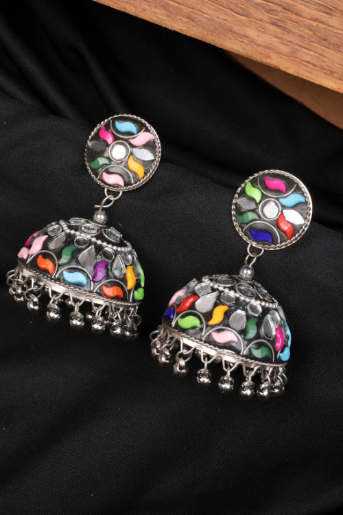 Afgani German Silver Oxidized Jhumki Earrings for Women (DESIGN 827)