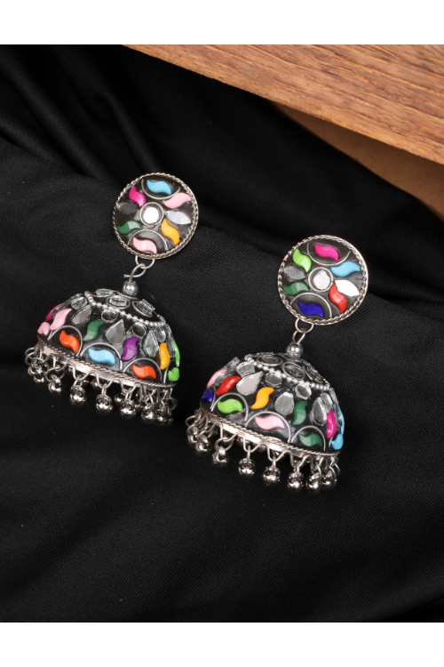 Afgani German Silver Oxidized Jhumki Earrings for Women (DESIGN 827)