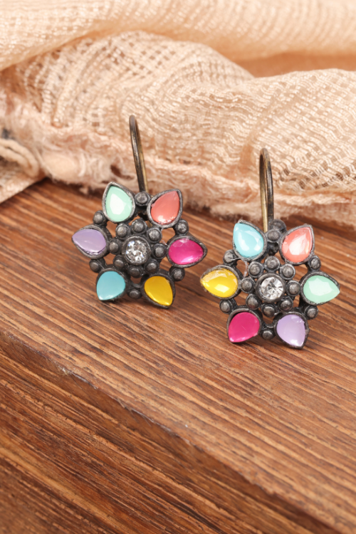Afgani German Silver Oxidized Jhumki Earrings for Women (DESIGN 833)