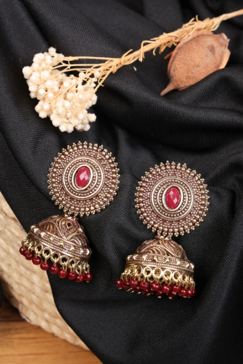 Afgani German Silver Oxidized Jhumki Earrings for Women (DESIGN 834)
