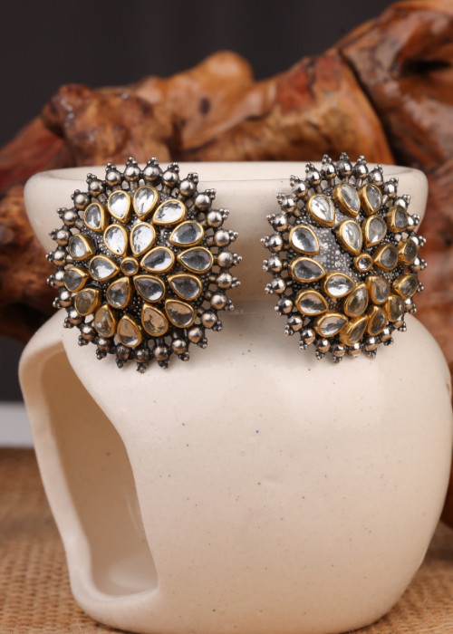 Afgani German Silver Oxidized Jhumki Earrings for Women (DESIGN 836)