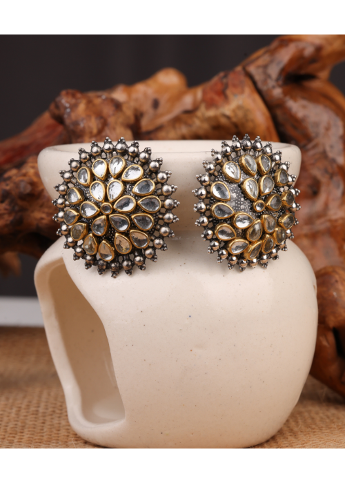 Afgani German Silver Oxidized Jhumki Earrings for Women (DESIGN 836)