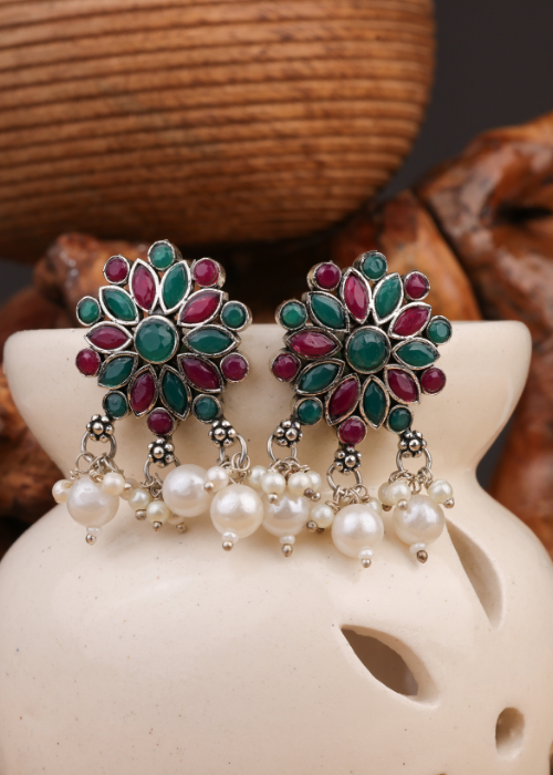 Afgani German Silver Oxidized Jhumki Earrings for Women (DESIGN 837)