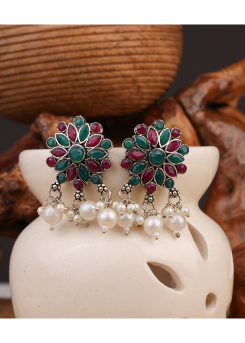 Afgani German Silver Oxidized Jhumki Earrings for Women (DESIGN 837)