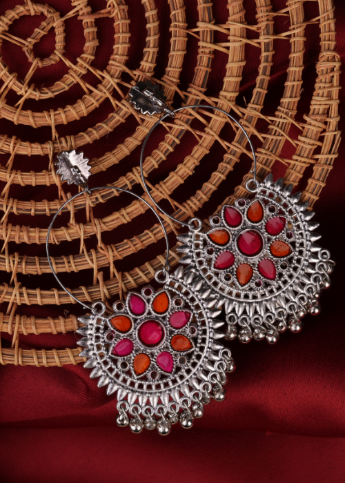Afgani German Silver Oxidized Jhumki Earrings for Women (DESIGN 838)