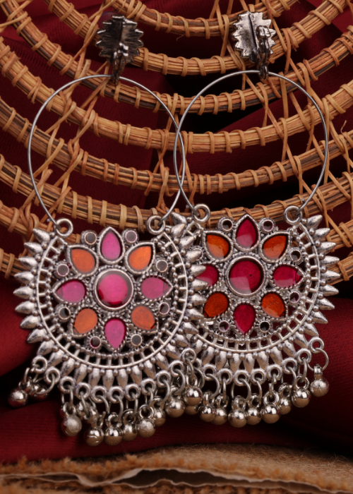 Afgani German Silver Oxidized Jhumki Earrings for Women (DESIGN 838)