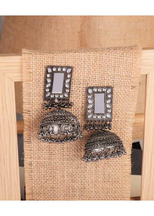 Afgani German Silver Oxidized Jhumki Earrings for Women (DESIGN 904)