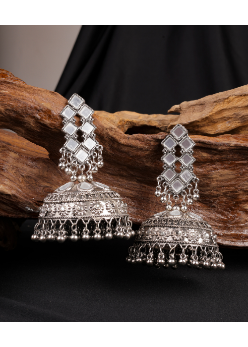 Afgani German Silver Oxidized Jhumki Earrings for Women (DESIGN 908)