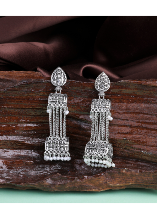 Afgani German Silver Oxidized Jhumki Earrings for Women (DESIGN 1003)