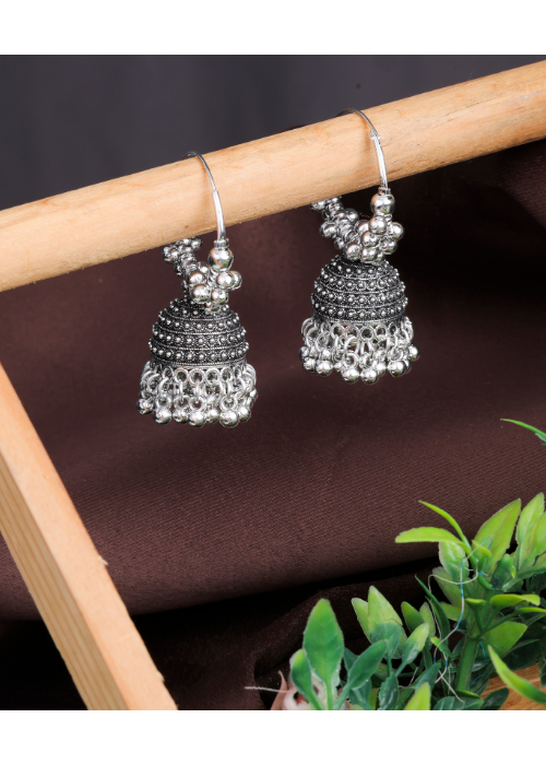 Afgani German Silver Oxidized Jhumki Earrings for Women (DESIGN 1004)