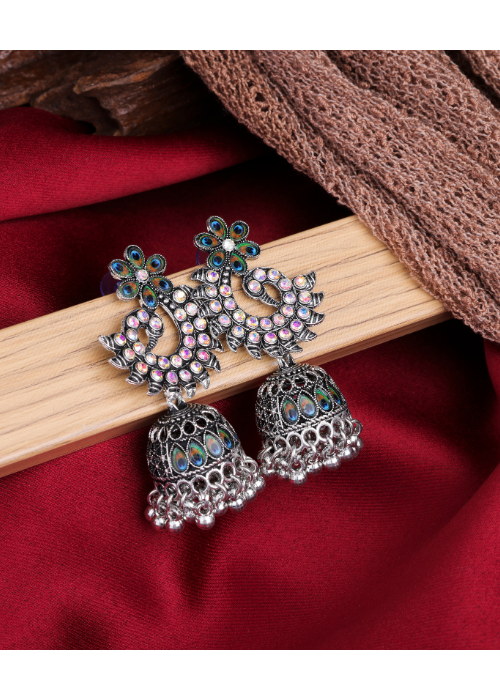 Afgani German Silver Oxidized Jhumki Earrings for Women (DESIGN 1007)