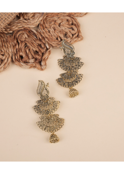Afgani German Silver Oxidized Jhumki Earrings for Women (DESIGN 1011)