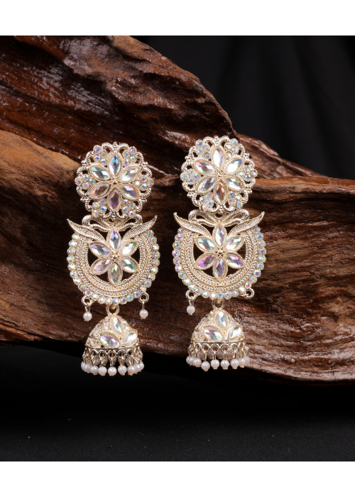 Afgani German Silver Oxidized Jhumki Earrings for Women (DESIGN 1021)