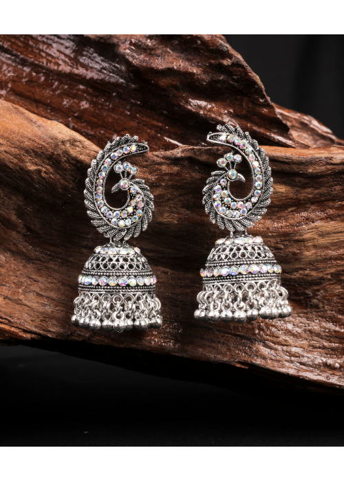 Afgani German Silver Oxidized Jhumki Earrings for Women (DESIGN 1023)
