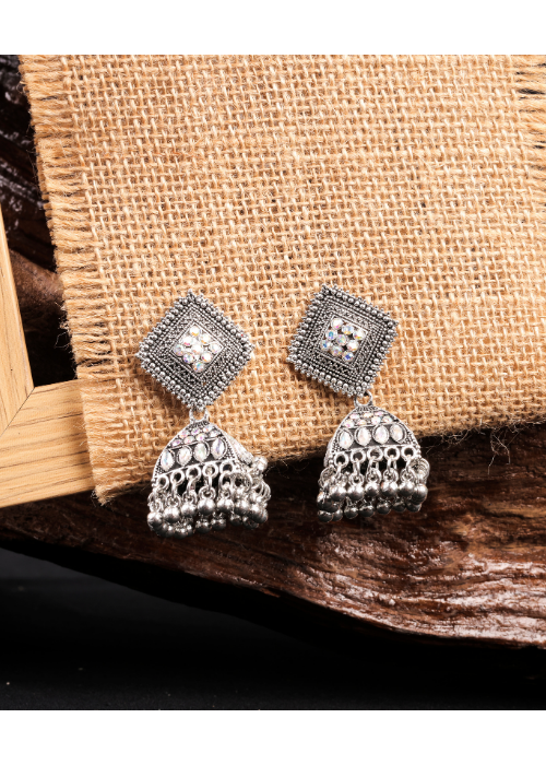 Afgani German Silver Oxidized Jhumki Earrings for Women (DESIGN 1024)