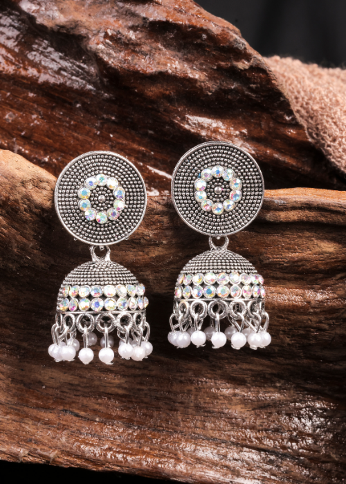 Afgani German Silver Oxidized Jhumki Earrings for Women (DESIGN 1027)