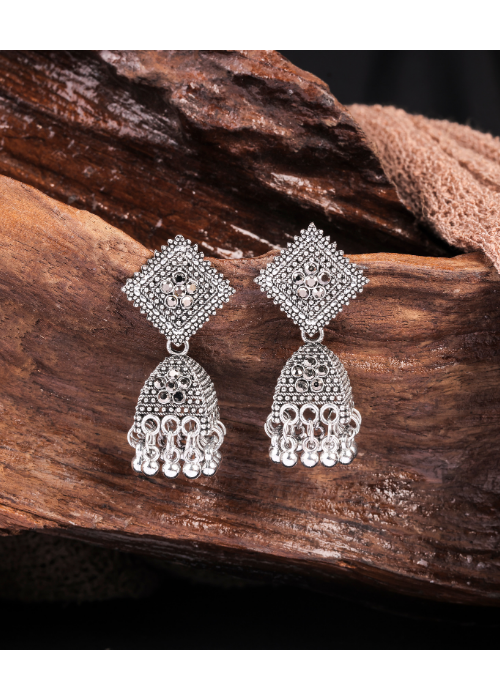 Afgani German Silver Oxidized Jhumki Earrings for Women (DESIGN 1028)