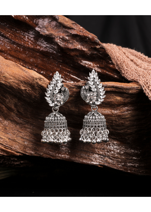 Afgani German Silver Oxidized Jhumki Earrings for Women (DESIGN 1032)